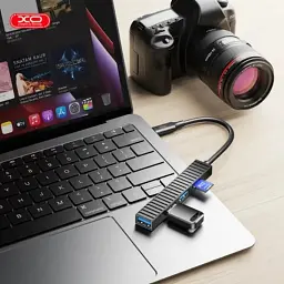 Концентратор XO USB-C 4-in-1 порти XO HUB014B.black (HUB014B.black) - мініатюра 6