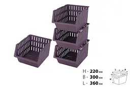 Набір кошиків Violet House Бамбу, поліпропілен, 36х30х22 см, сірий (1021 Бам PL Наб4 шт) - мініатюра 3