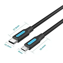 Кабель для синхронізації Vention USB Type C - Micro USB 2 м Black (COVBH) - мініатюра 2