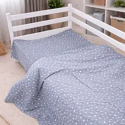 Дитяча постільна білизна MIRSON JUNIOR фланель Grey Stars 200х220см (2200012804612) - мініатюра 11