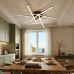 Стельова світлодіодна люстра Artlight MX240510/6BK із шістьма лінійними елементами, чорна, 55 Вт, від 16-25 м²