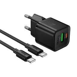Адаптер мережевий HOCO C to C cable Ingenious PD charger set N65 |1USB/1Type-C, 20W/3A, PD/QC|