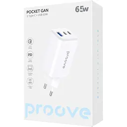 Мережевий зарядний пристрій Proove Pocket GaN 65W 2 USB-C/USB-A White (WCPG65121202) [133340] - мініатюра 2