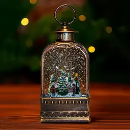 Нічник різдвяний вінтажний ліхтар XMAS WDL-23013, Бронзовий, новорічний світильник зі снігом