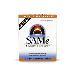 S-аденозил-L-метіонін SAMe 200 mg Enteric Coated, 20 таблеток Source Naturals vit0004645