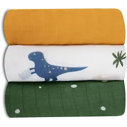 Багаторазова пелюшка Lionelo Bamboo Set Dino, 70х70 см, 3 шт., зелена/біла/жовта (LO-DINO BAMBOO BOX MULTICOLOR) - мініатюра 8