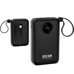 Батарея універсальна Dudao 20000mAh K14+ 22.5W, PD, QC, USB-A, USB-C(In/Out), with built-in USB-C/Lightning cables, Black (6977196680016) - мініатюра 2