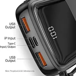 Зовнішній акумулятор Baseus PPQD-B01 Qpow 10000 mAh із кабелем для iPhone чорний - мініатюра 4