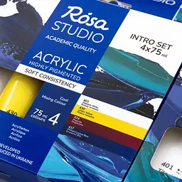 Набір акрилових фарб ROSA Studio INTRO Холодні кольори (4х75 мл, туби) (4823098549567) - мініатюра 6