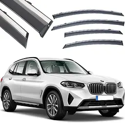 Дефлектори вікон вітровики Benke для BMW X3 E83 F25 2018-2021 Хром Молдинг З Нержавіючої Сталі 3D