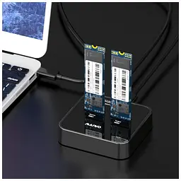Док-станція для накопичувачів Maiwo 2*NVMe M.2 SSD Key M/B+M USB 3.1 Gen2 Type-C (K3016P) - мініатюра 6