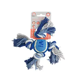 Іграшка для собак Misoko&Co Тенісний м'яч з вузлами з мотузки. blue. 27cm - мініатюра 2