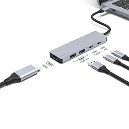 USB-Хаб Proove Iron Link 5 in 1 (2*Type-C + 2*USB3.0 + HDMI) Silver (HBIL00222024) - мініатюра 4