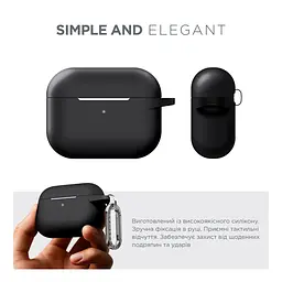 Силіконовий чохол для навушників Apple AirPods Pro, Hang Case, чорний, ультратонкий захисний кейс товщиною 2 мм, захист від подряпин, пилу та ударів, компактний, з карабіном для кріплення, ArmorStandart (ARM56055) - мініатюра 2