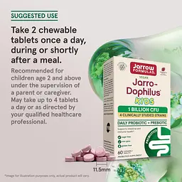 Пробіотики Jarrow Formulas Jarro-Dophilus Kids Probiotic + Prebiotic зі смаком малини 1 млрд 60 жувальних таблеток - мініатюра 6