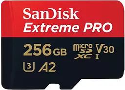 Карта пам'яті microSD 256GB C10 UHS-I U3 R200/W140MB/s Extreme Pro V30 + SD SanDisk teh0013299