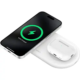 Зарядний пристрій BELKIN 2в1 15Вт Pad Qi2, білий (WIZ021VFWH) - мініатюра 5