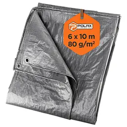 Тент тарпауліновий Polax 6 x 10 м, 80 гр/м2, з вушками, двостороння ламінація (70-114) - мініатюра 4