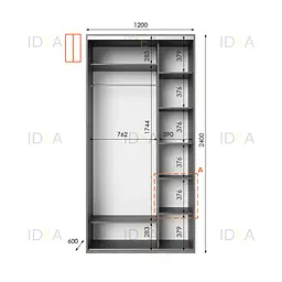 Шафа-купе Idea серія 1 120 x 60 x 240 см Венге темний Дзеркало - мініатюра 2