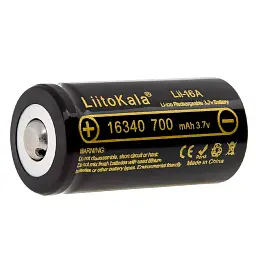 Акумулятор 16340 LiitoKala Lii-16A 700 mAh літій-іонний Li-Ion батарейка CR123A 4,2V Плоский плюс (19317) - мініатюра 2