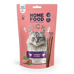 Соломка з м'яса індички + котяча м'ята - ласощі для котів Home Food 40 г