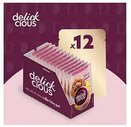 Вологий корм для собак Delickcious з індичкою та тропічними фруктами у вершковому соусі 80 г x 12 D6211501 - мініатюра 2