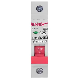 Автоматичний вимикач E.NEXT 1-п e.mcb.stand. 25А C ( 4,5кА) (s002010) - мініатюра 2