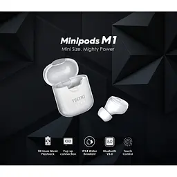 Навушники Tecno Minipods M1 Mono White (4895180759475) - мініатюра 12