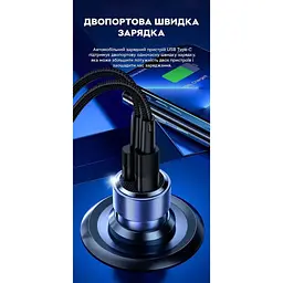 Зарядний пристрій автомобільний в прикурювач Toocki 75W (1 Type-C 45w + 1 USB 30w) Blue Transparent - мініатюра 4