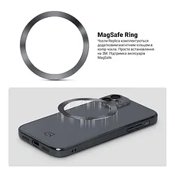 Чехол-накладка для Apple iPhone 11, Replica MagSafe, черный, противоударный защитный чехол с магнитным кольцом MagSafe, защита всего корпуса, TPU+PC, зеркальный, выступающий бортик вокруг экрана, ArmorStandart (ARM76168) - мініатюра 4