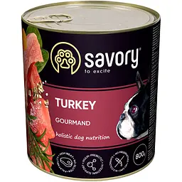 Вологий корм Savory для дорослих собак усіх порід з індичкою 800 г