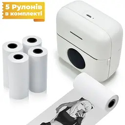 Портативний термопринтер JETIX Mini Printer Student, мобільний міні + 5 рулонів термопаперу в комплекті