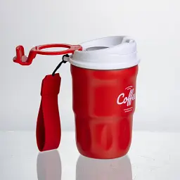 Термочашка Coffee 400 мл з ремінцем і відкидною кришкою-клапаном Yiwu червоний - мініатюра 7