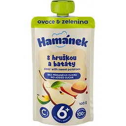 Пюре Hamanek Pouch Яблуко з грушею та бататом, 100 г