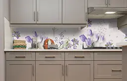 Вініловий кухонний фартух Ніжні фіолетові Квіти наклейка для кухні ПВХ тюльпани іриси Happy Pocket Z181670 - мініатюра 5