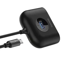 USB HUB Baseus Square round 4 in 1 USB HUB Adapter(USB3.0 TO USB3.0*1+USB2.0*3) 1m чорний CAHUB-AY01 - мініатюра 5