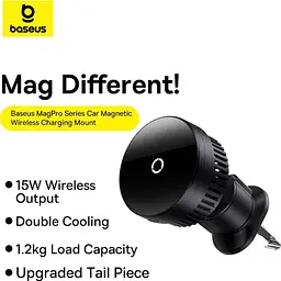 Автотримач із бездротовою зарядкою Baseus MagPro Series Air Vent Version 15W Black (C40164100121-00) [168717] - мініатюра 7