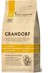 Сухий корм Grandorf 4 Meat & Brown Rice Adult Sterilised для стерилізованих кішок 4 види м'яса з бурим рисом 8 кг (5407007853311)