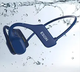 Кісткові навушники для плавання з памʼятю 32 ГБ ESON X23 з MP3 плеєром, Bluetooth 5.3 сині - мініатюра 3