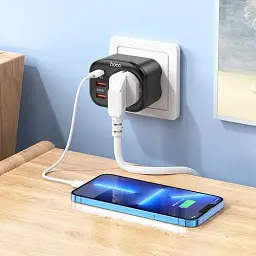 Мережевий зарядний пристрій Hoco NS3 Multifunctional socket (1C2A PD20W) Black - мініатюра 5