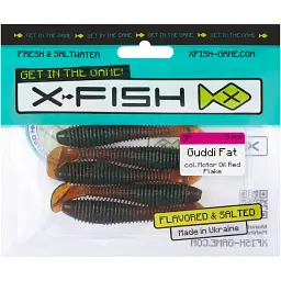 Силікон X-Fish Guddi Fat 3" Motor Oil Red Flake (5шт/уп) - мініатюра 2
