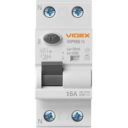 Диференційне реле Videx Resist АС 2п 30мА 10кА 16А (VF-RS10-DR2AC16) - мініатюра 2