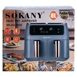 Аерогриль-фритюрниця SOKANY SK-ZG-8030 на 8 літрів 2 контейнери з таймером, сірий
 - мініатюра 10