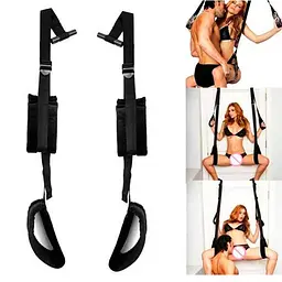 Секс-гойдалка на двері Tentation Door Straps for Bad чорна з м'якими петлями - мініатюра 2