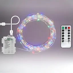 Гірлянда на батарейках роса 2в1 Niki Light 20 метрів 200 лед пульт 8 режимів гірлянда від батерейок та USB Мультиколор
