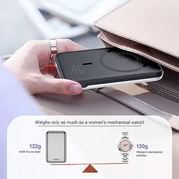УМБ Choetech Magnetic Wireless 5000mAh USB-A,USB-C In/Out B655 mini silver - мініатюра 6