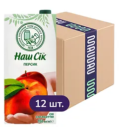 Упаковка сока Наш Сік Персиковый с мякотью 11.4 л (950 мл х 12 шт.)