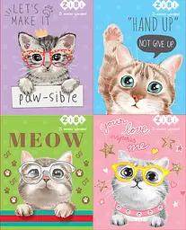 Блокнот на пружині зверху Kitty KIDS Line, А7, 40 аркушів, картонна обкладинка, 4 шт. в упаковці
