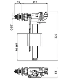Арматура наповнювальна Koer KT-0105-3/8" з боковим підведенням латунна різьба 3/8" KR5611, Білий - мініатюра 3