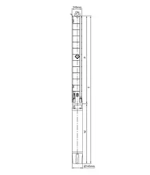 Насос відцентровий свердловинний DONGYIN 6SP30-12 380В 11кВт H 137(92)м Q 700(500)л/хв Ø145мм +пульт (з 3х частин) (7777283) - мініатюра 7